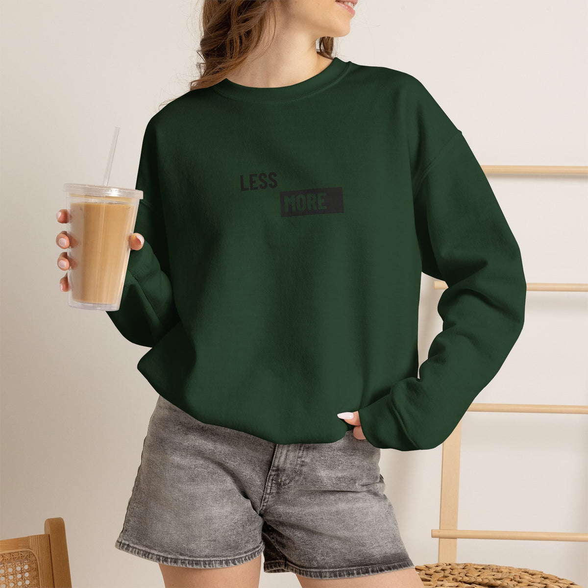 Less is More Sweatshirt with front print | Multiple Colors