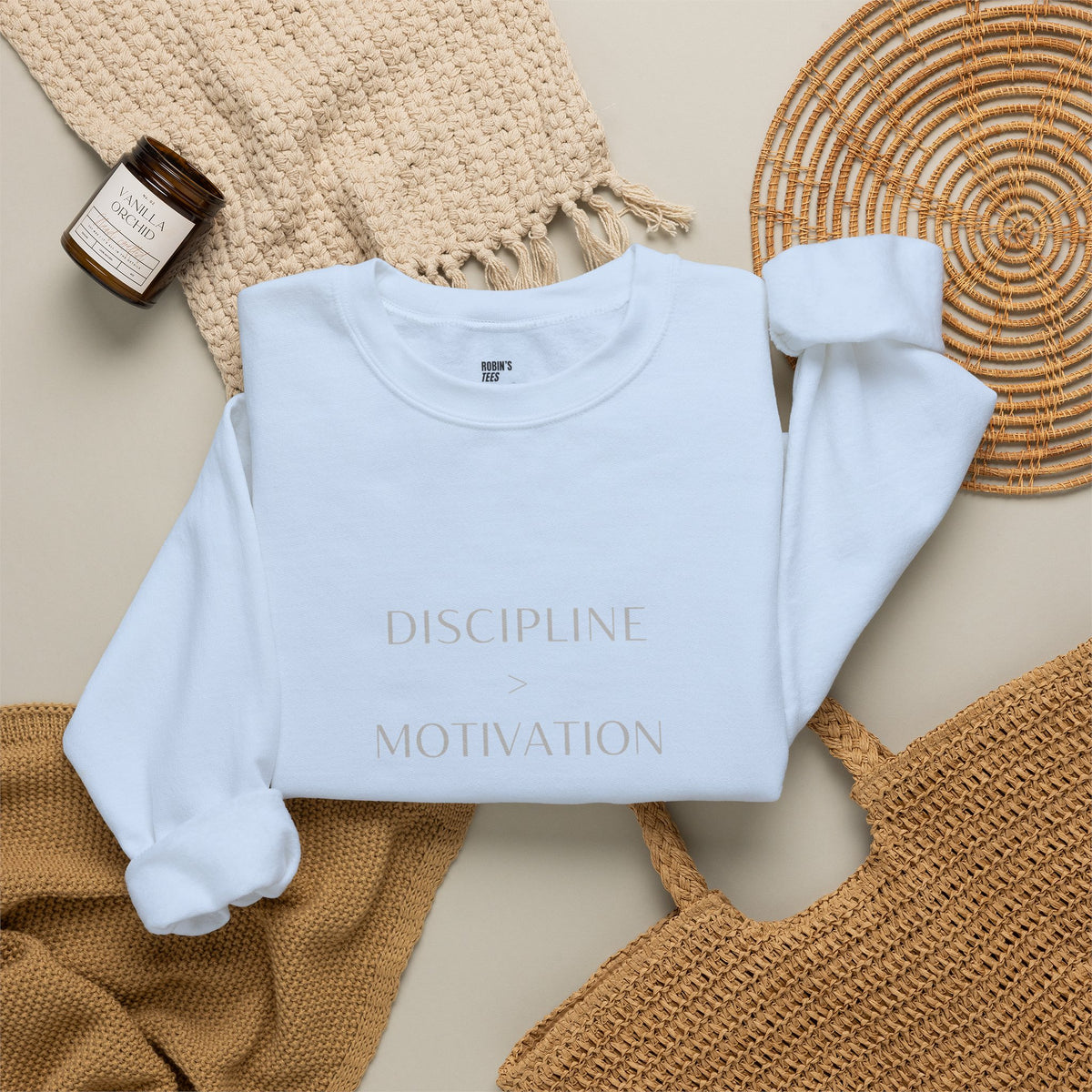 Discipline > Motivation Sweatshirt with front and back print | Multiple Colors