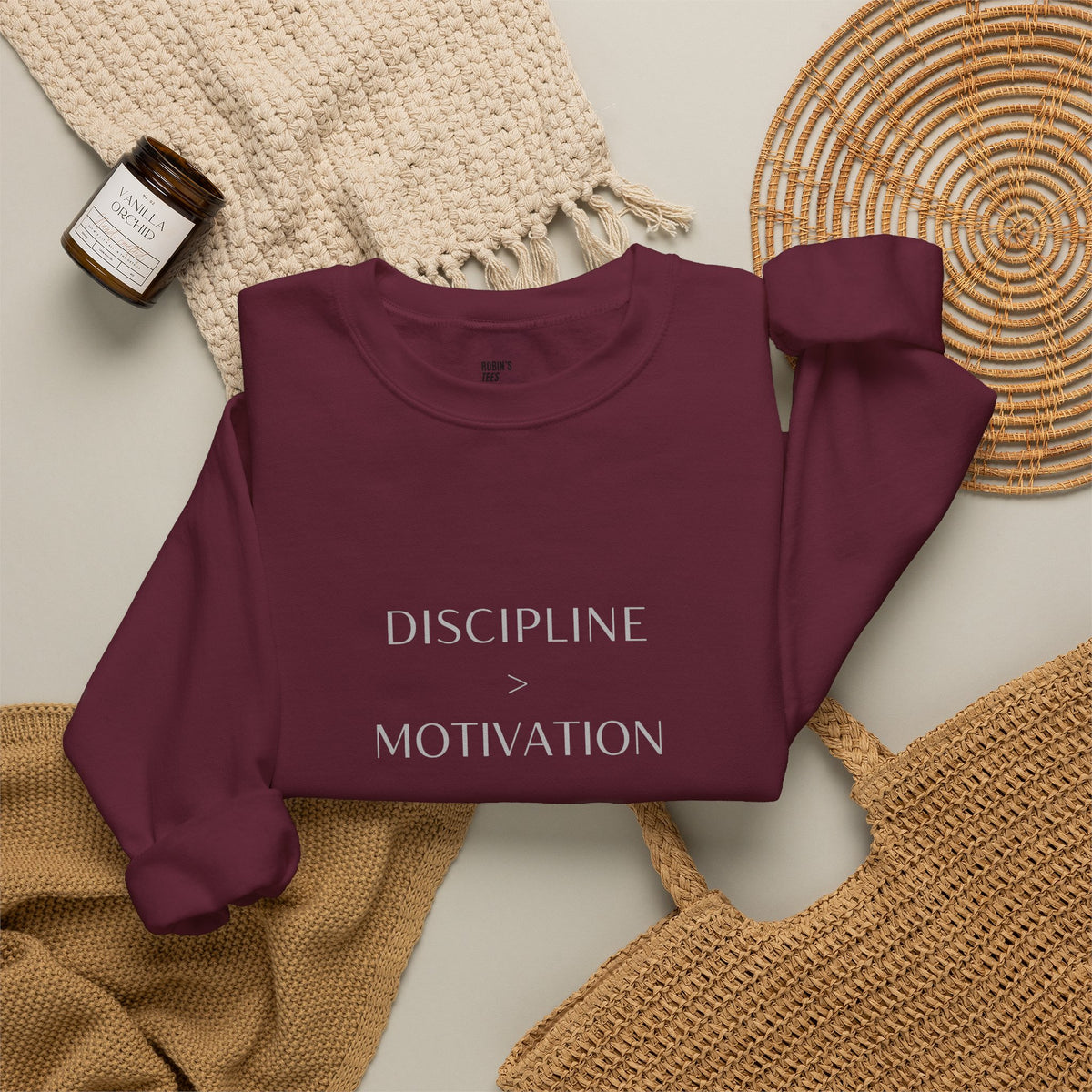 Discipline > Motivation Sweatshirt with front and back print | Multiple Colors