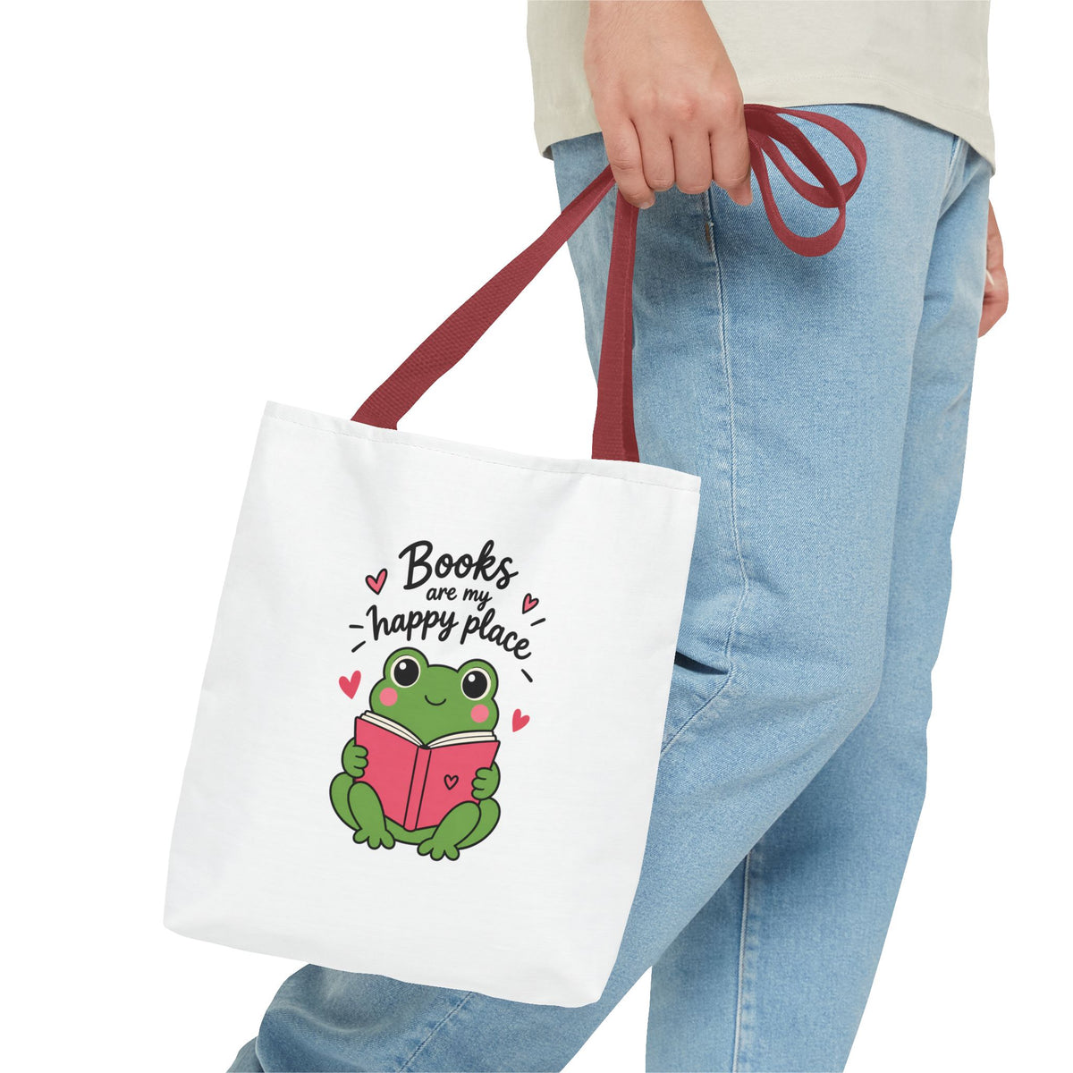 Reading Frog Tote Bag — Cute Reading Lover Canvas Bag
