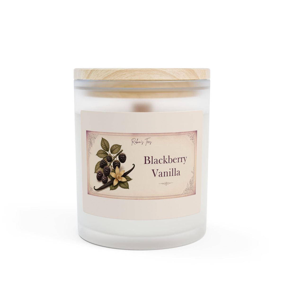 Vanilla Frosted Glass Candle — 11oz Scented Soy Candle with Wooden Lid