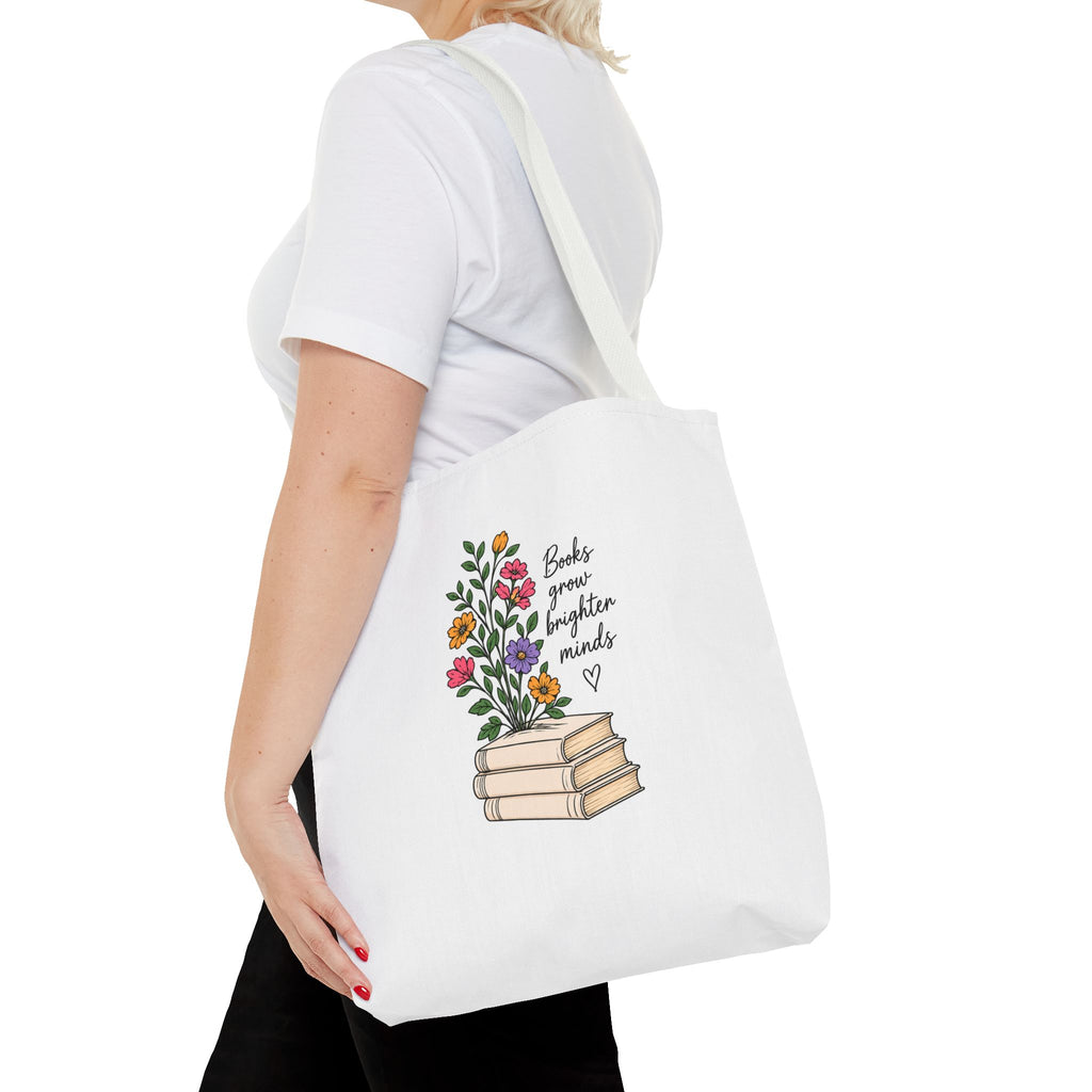 Books Grow Brighter Minds Tote Bag Reading Lover