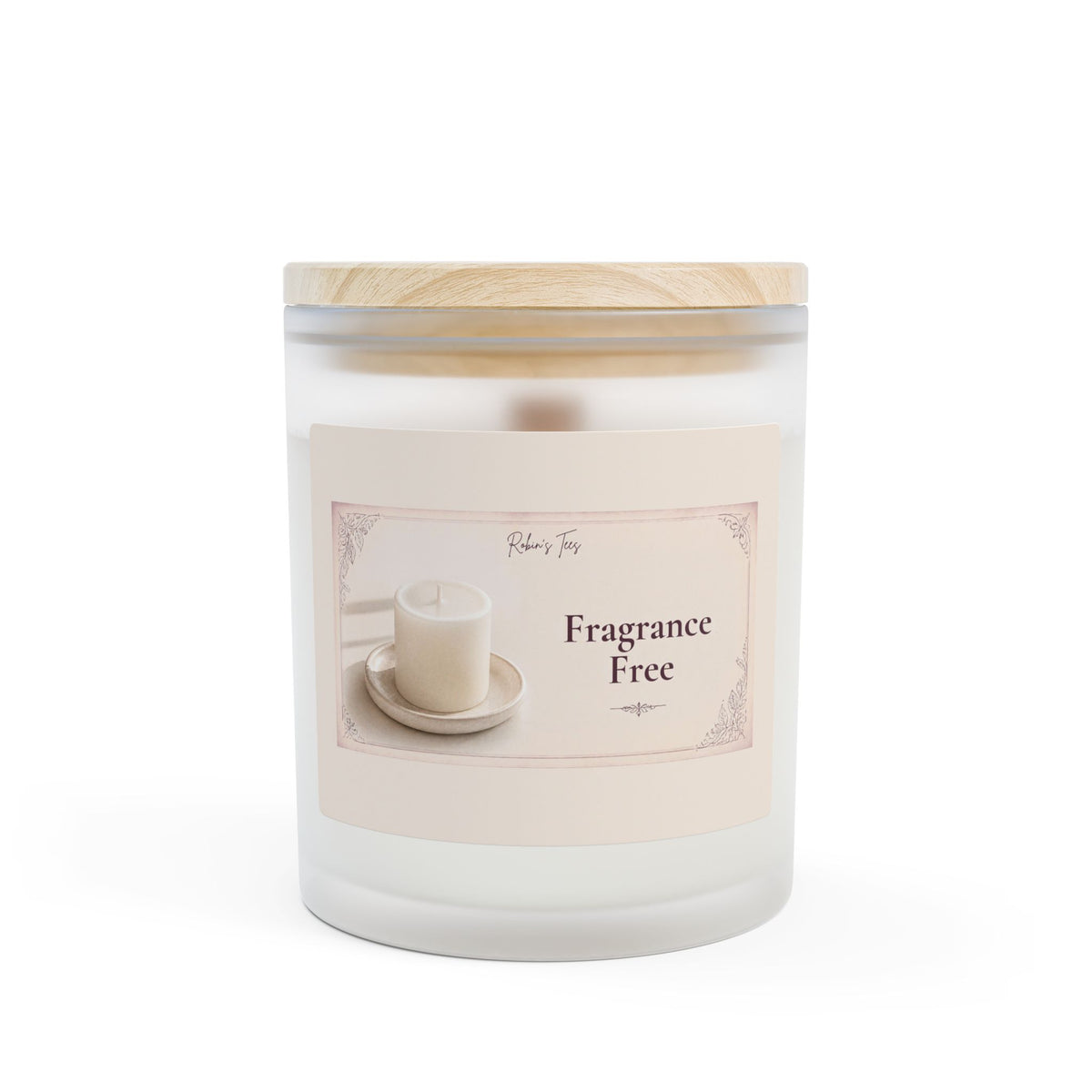 Vanilla Frosted Glass Candle — 11oz Scented Soy Candle with Wooden Lid