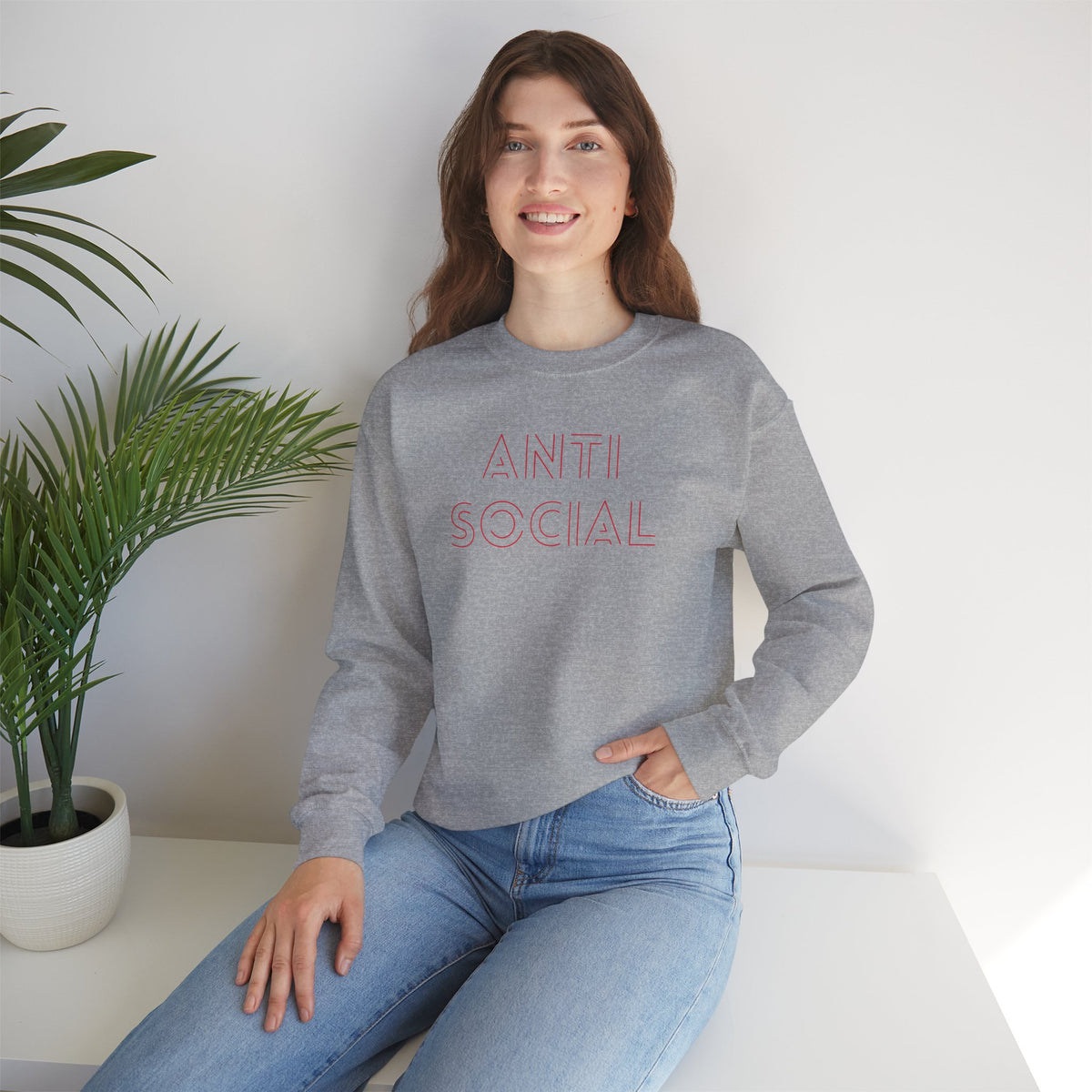 Anti Social Sometimes Sweatshirt with front and back print | Multiple Colors