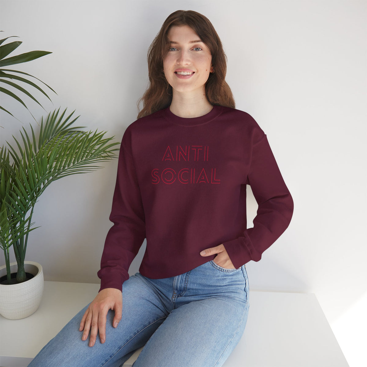 Anti Social Sometimes Sweatshirt with front and back print | Multiple Colors