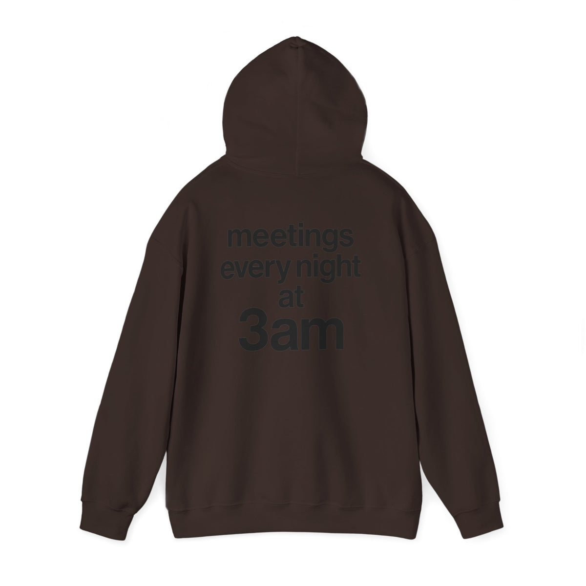 Meetings Every Night Hoodie with front and back print | Multiple Colors