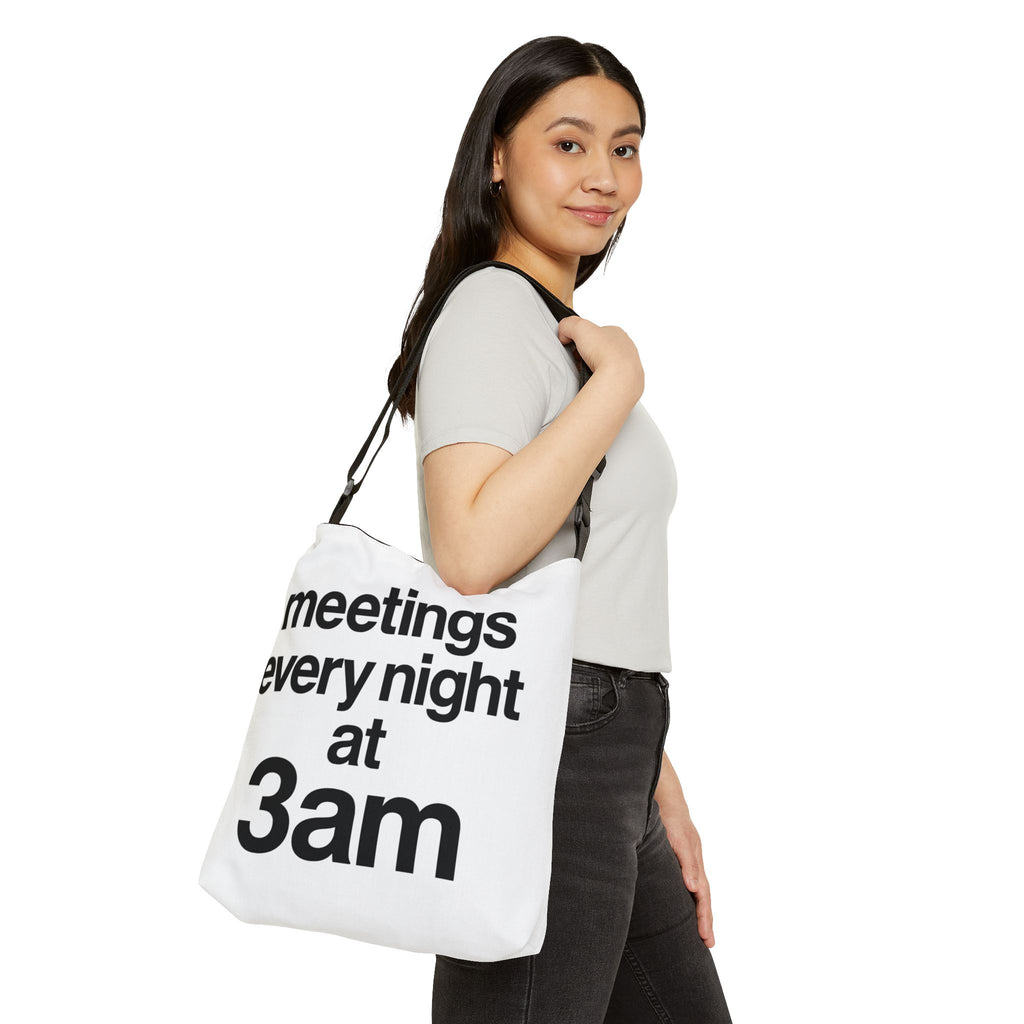 Adjustable Overthinking Club Meetings Every Night At 3AM Tote Bag | Personalization possible | Multiple Sizes