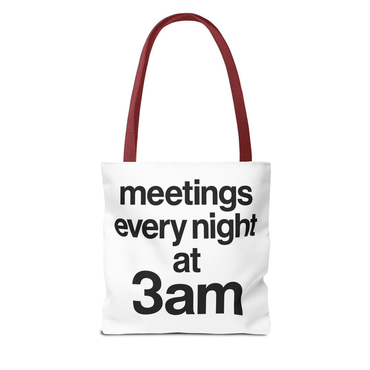 Overthinking Club Meetings Every Night At 3AM Tote Bag | Multiple Sizes | Personalization possible | Multiple Handle Colors