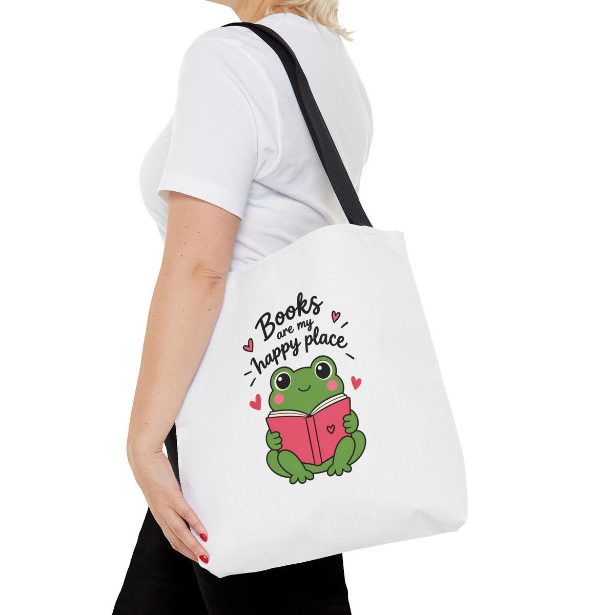 Reading Frog Tote Bag — Cute Reading Lover Canvas Bag