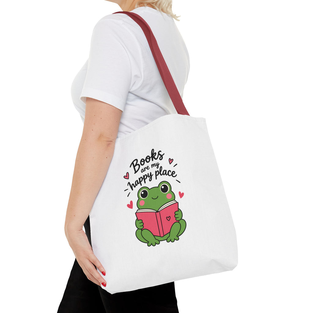 Reading Frog Tote Bag — Cute Reading Lover Canvas Bag