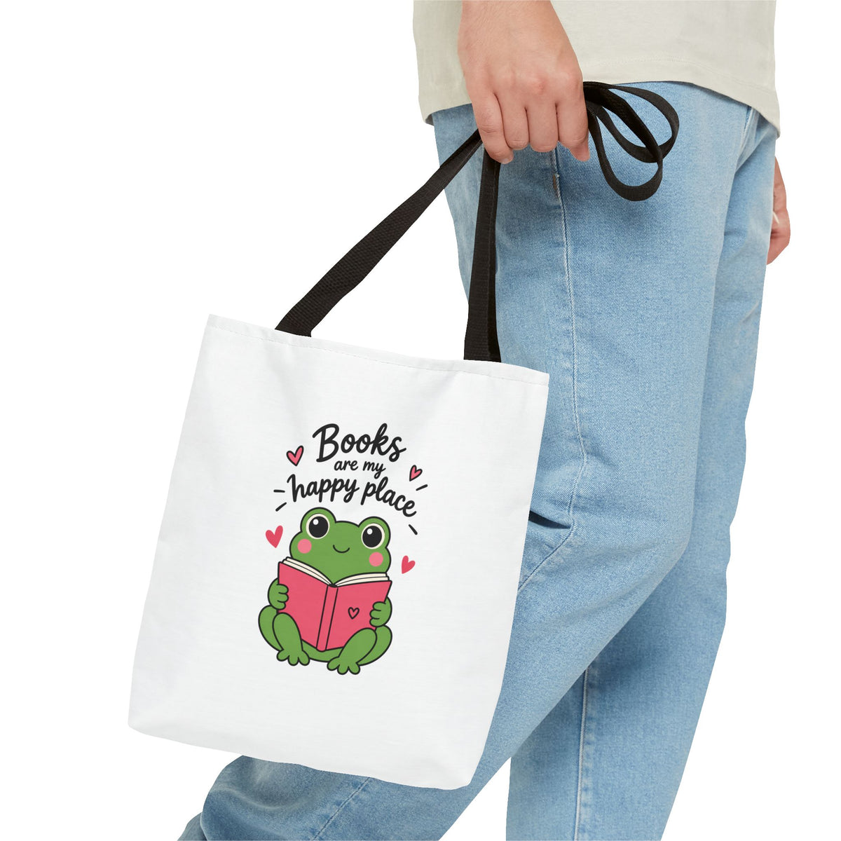 Reading Frog Tote Bag — Cute Reading Lover Canvas Bag