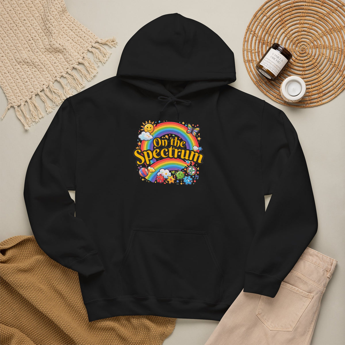 Spectrum Hoodie with front print | Multiple Colors