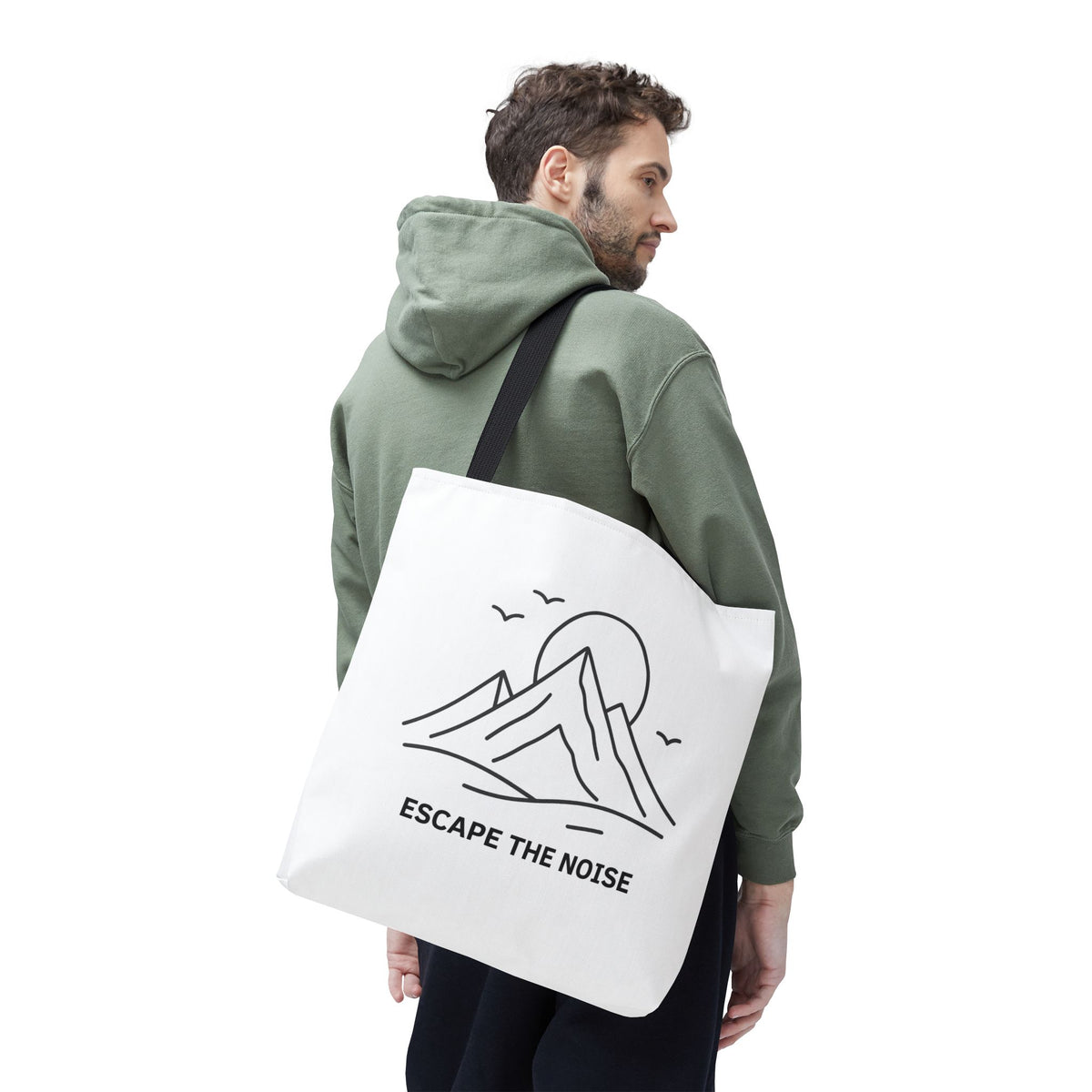 Escape the Noise Tote Bag | Multiple Sizes | Personalization possible | Multiple Handle Colors