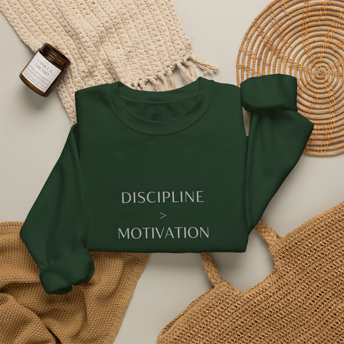 Discipline > Motivation Sweatshirt with front and back print | Multiple Colors