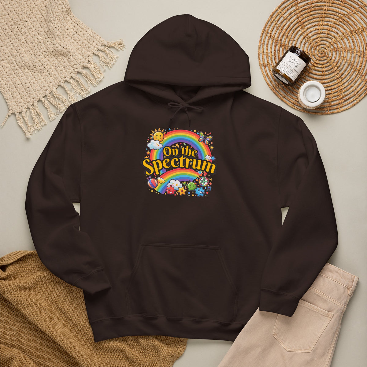 Spectrum Hoodie with front print | Multiple Colors