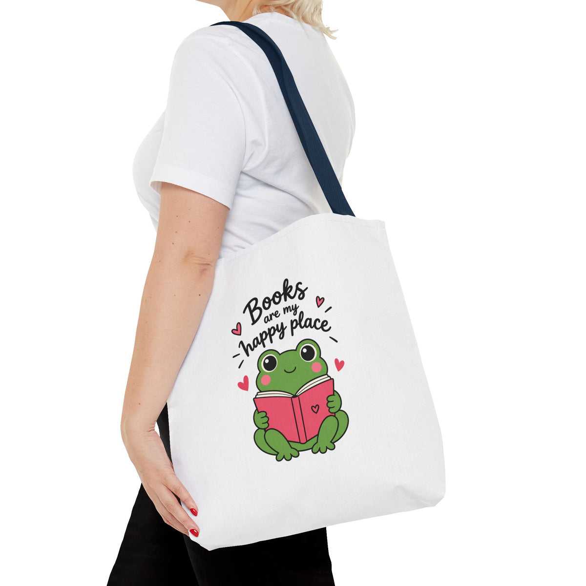 Reading Frog Tote Bag — Cute Reading Lover Canvas Bag