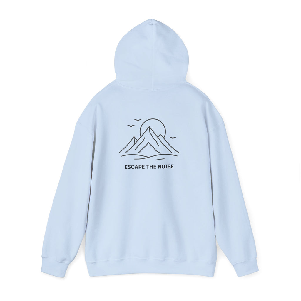 Escape the Noise Hoodie with front and back print | Multiple Colors