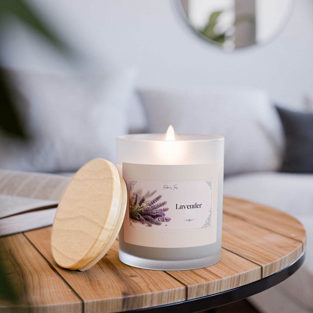 Vanilla Frosted Glass Candle — 11oz Scented Soy Candle with Wooden Lid