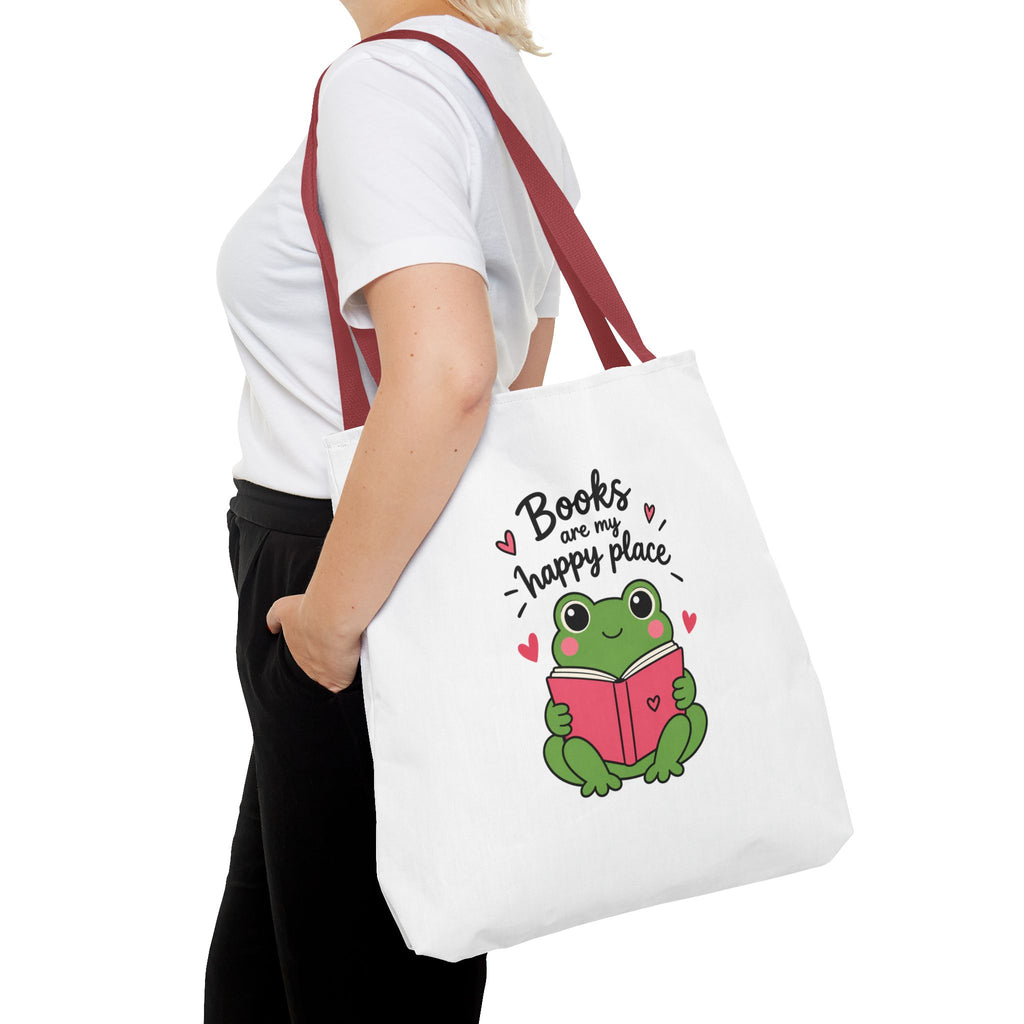 Reading Frog Tote Bag — Cute Reading Lover Canvas Bag