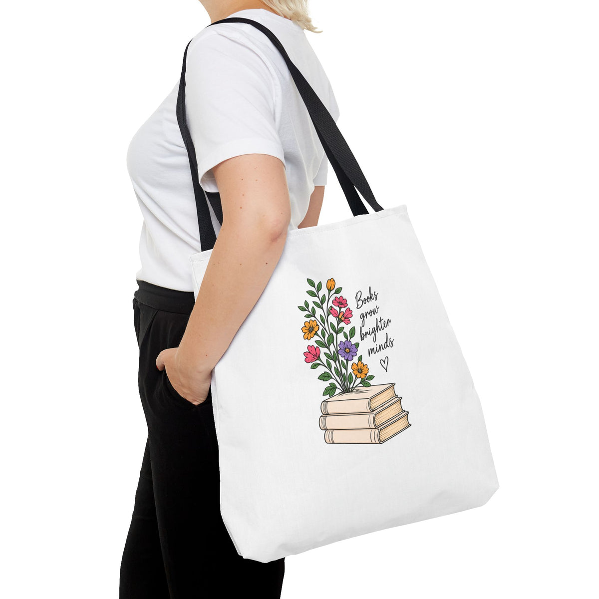 Books Grow Brighter Minds Tote Bag Reading Lover
