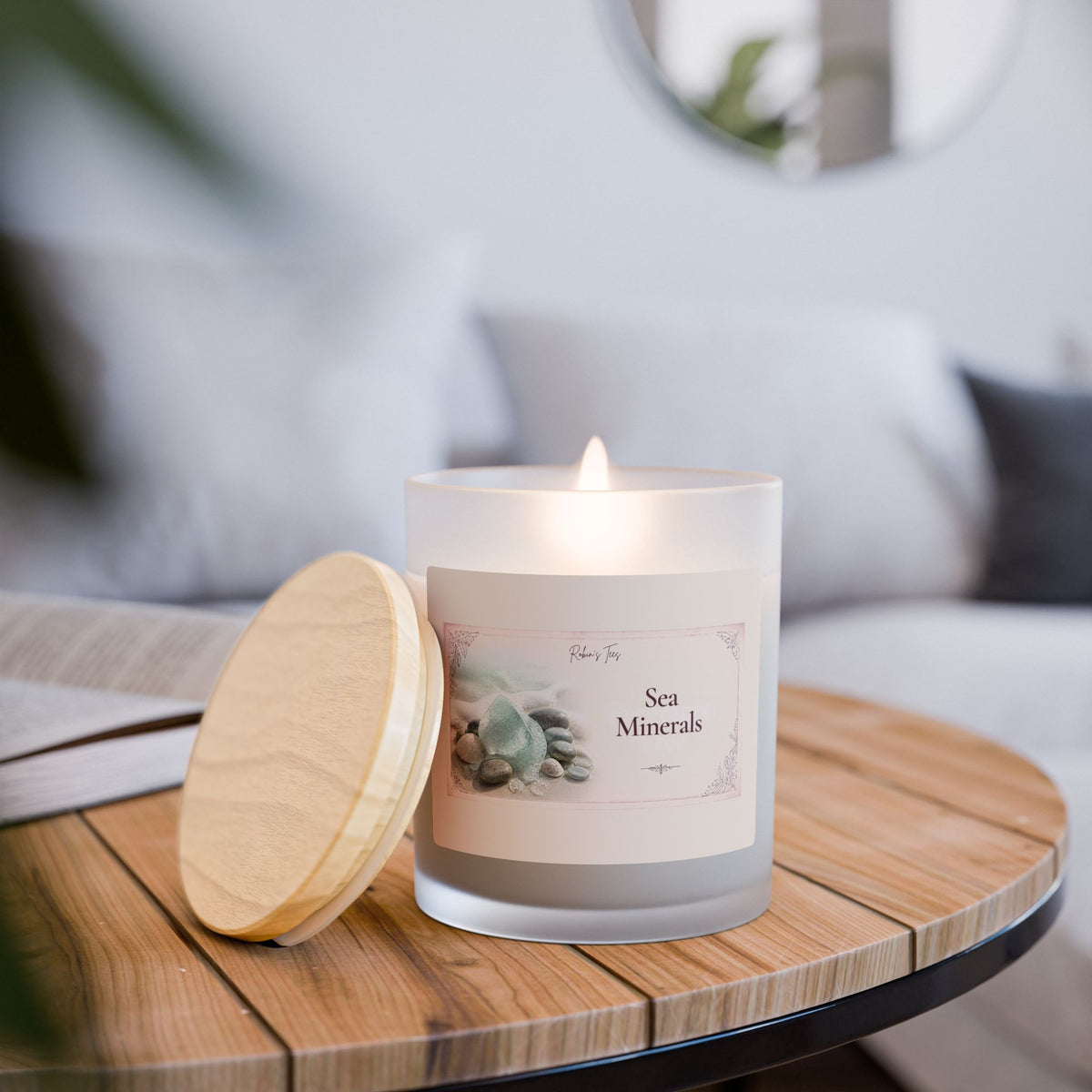 Vanilla Frosted Glass Candle — 11oz Scented Soy Candle with Wooden Lid