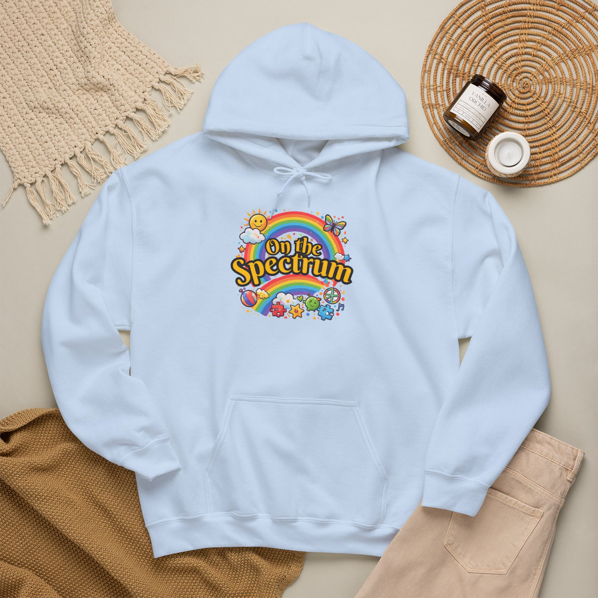 Spectrum Hoodie with front print | Multiple Colors
