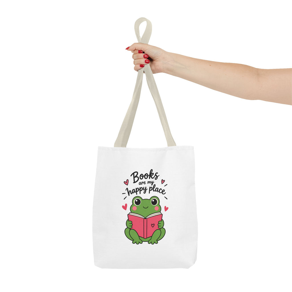 Reading Frog Tote Bag — Cute Reading Lover Canvas Bag