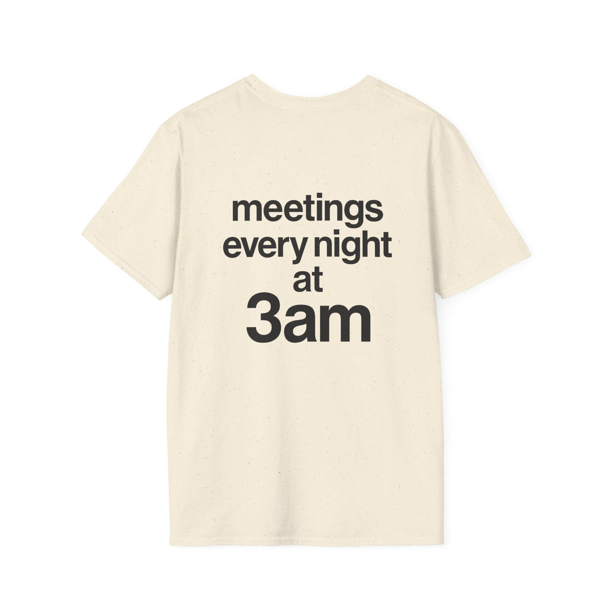 Meetings Every Night at 3am T-Shirt with front and back print | Multiple Colors