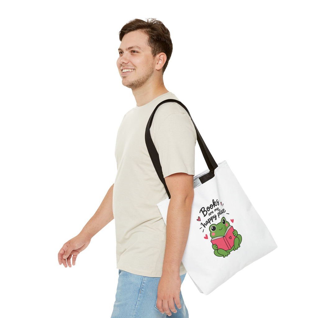 Reading Frog Tote Bag — Cute Reading Lover Canvas Bag