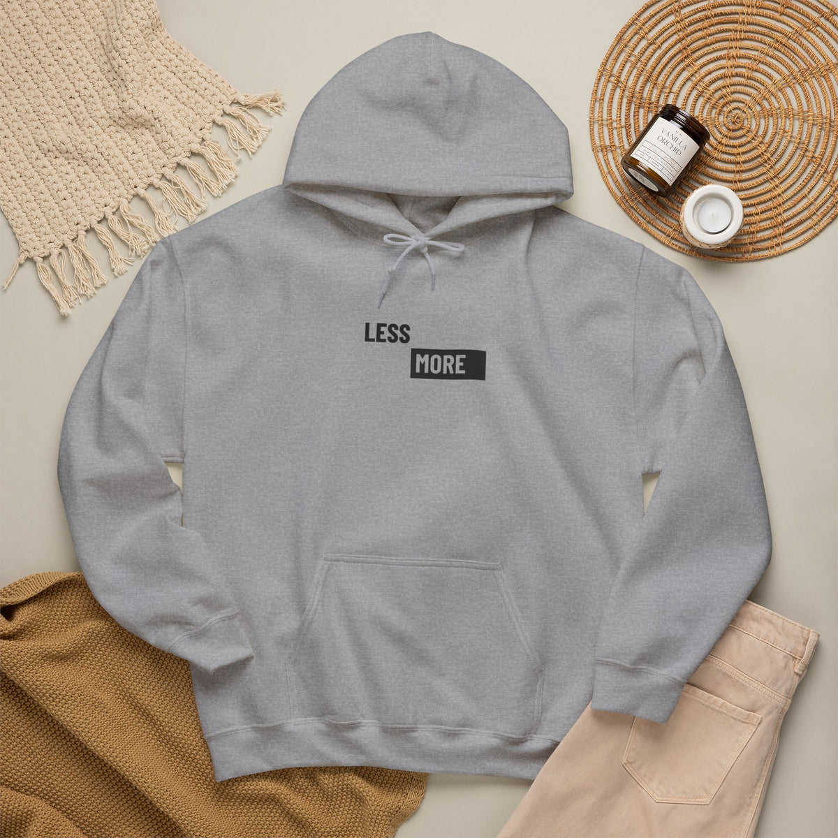 Less is More Hoodie with front print | Multiple Colors