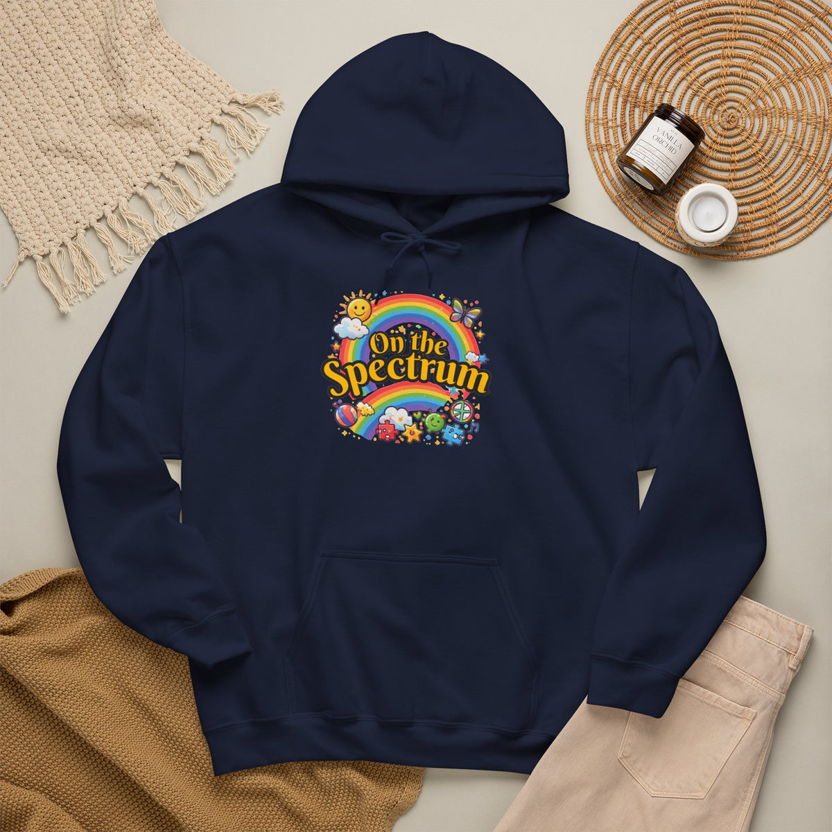 Spectrum Hoodie with front print | Multiple Colors