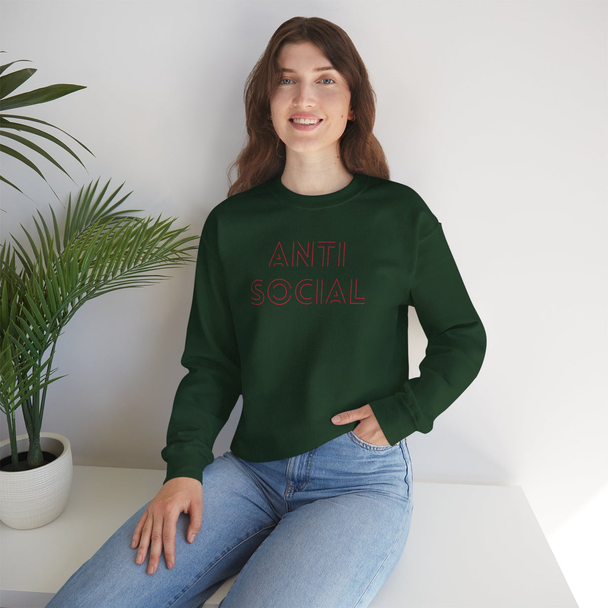 Anti Social Sometimes Sweatshirt with front and back print | Multiple Colors
