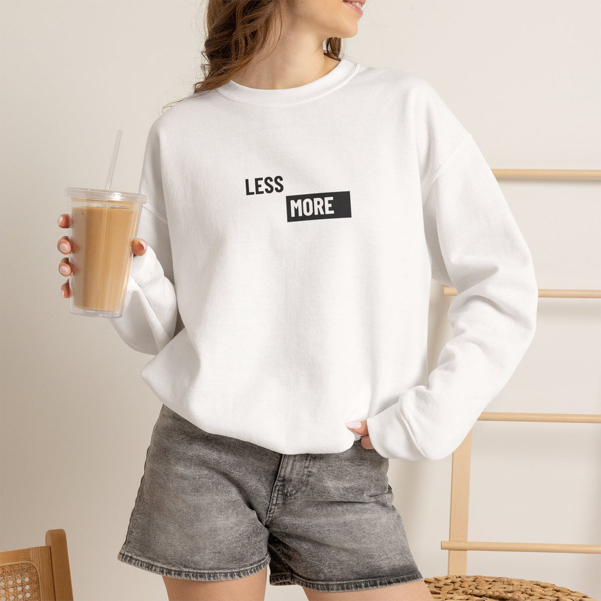 Less is More Sweatshirt with front print | Multiple Colors