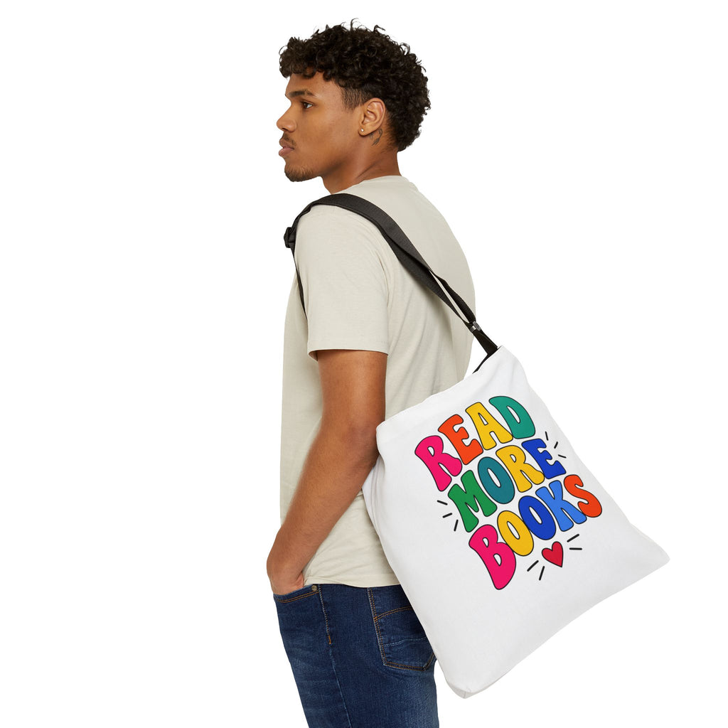 Read More Books Adjustable Tote Bag – Colorful Book Lover Shoulder Bag