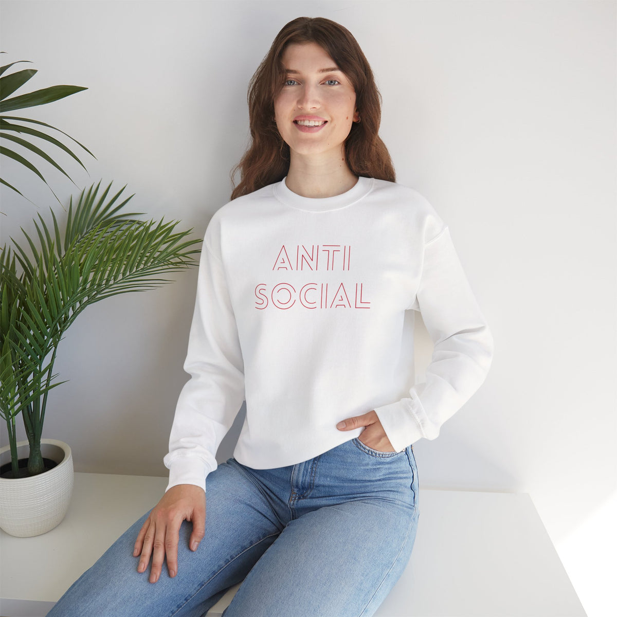 Anti Social Sometimes Sweatshirt with front and back print | Multiple Colors