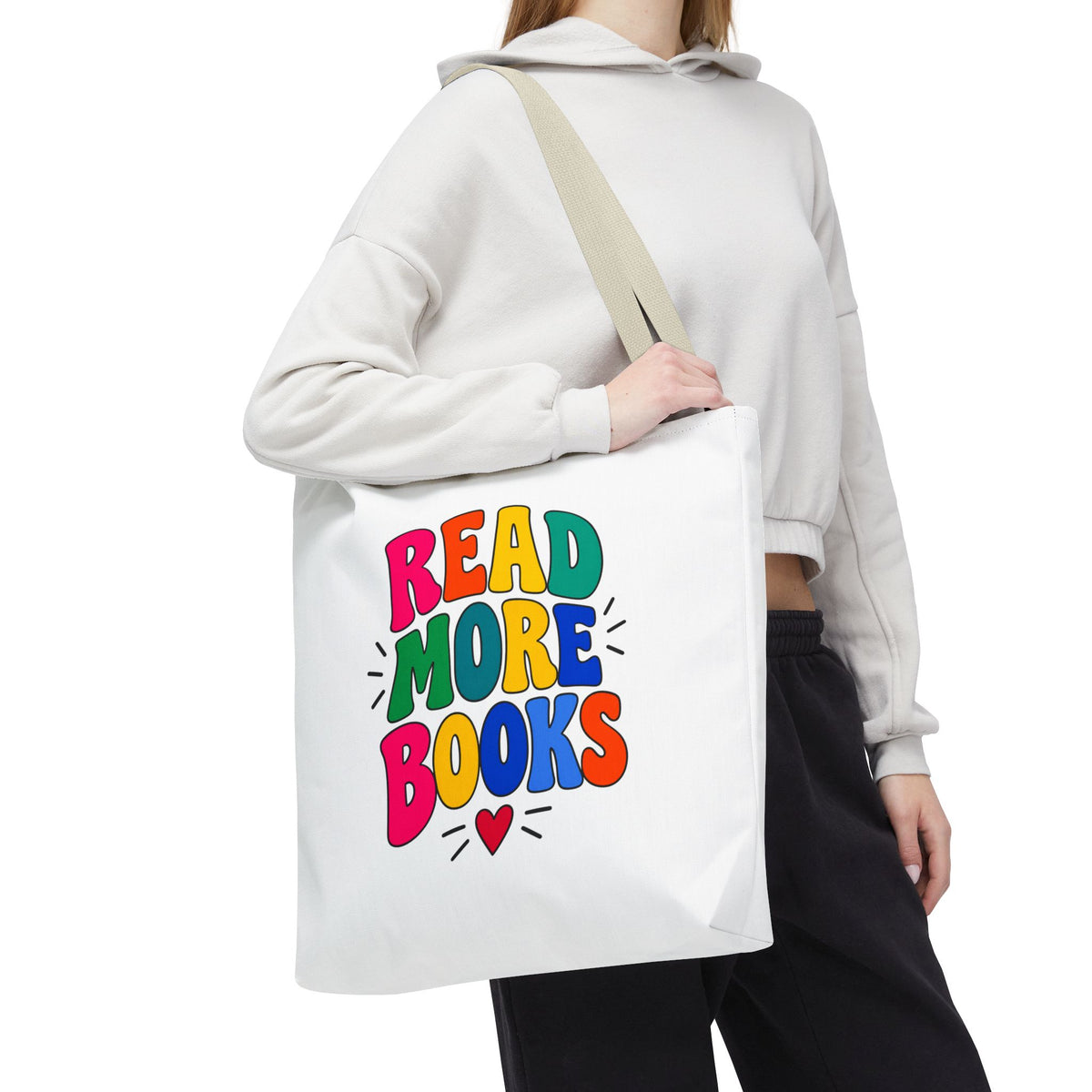 Read More Books Tote Bag — Colorful Book Lover Canvas Tote
